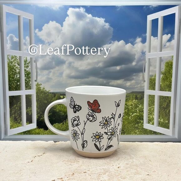 Floral Red Butterfly Ceramic 18oz Mug - Picture 2 of 10